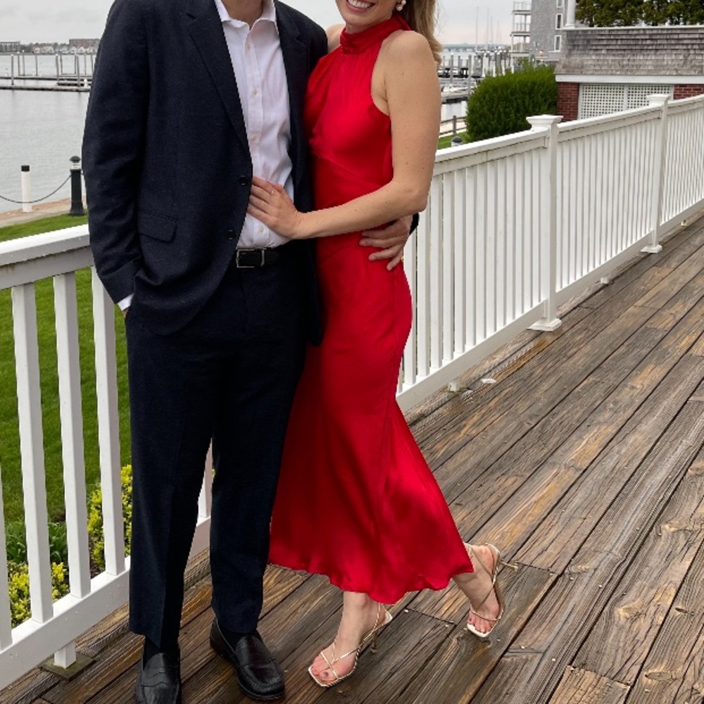 Red midi/maxi Bardot dress -size small, perfect condition